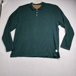 FIVE FOUR LOS ANGELES Men's Dark Green Long Sleeve Collared Polo Shirt 3XL